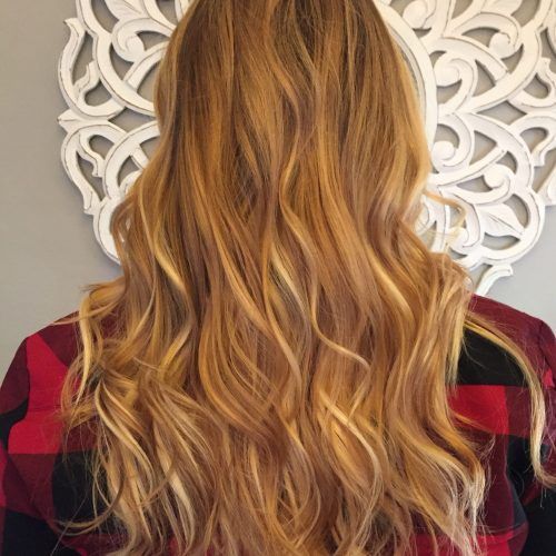 Golden Blonde Balayage On Long Curls Hairstyles (Photo 17 of 20)