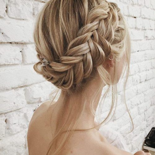 Messy Crown Braid Updo Hairstyles (Photo 17 of 20)