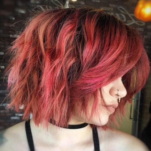 Wavy Asymmetrical Pixie Haircuts With Pastel Red (Photo 3 of 20)