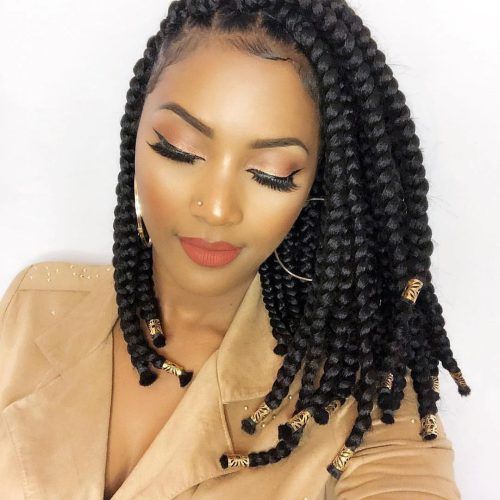 Black Shoulder Length Braids With Accents (Photo 10 of 20)