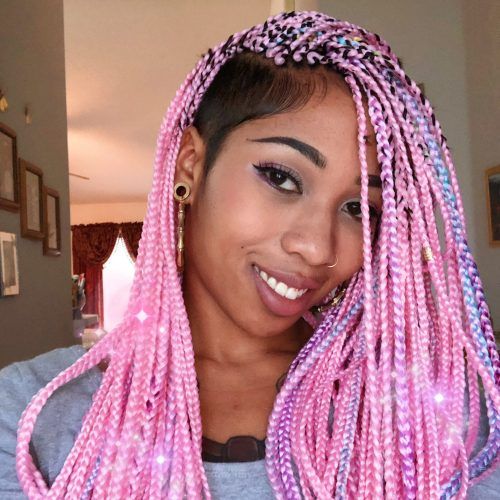Long Braids With Blue And Pink Yarn (Photo 6 of 20)