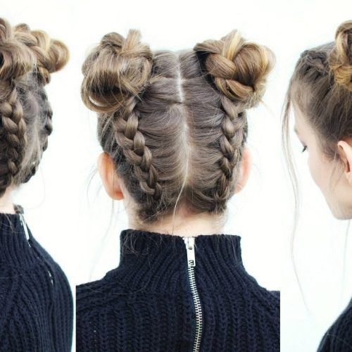 Upside Down Braids With Double Buns (Photo 3 of 15)