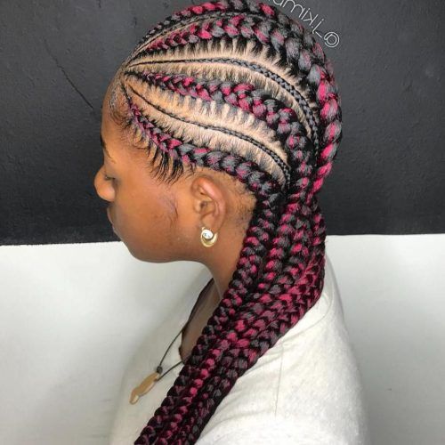 Thick Plaits And Narrow Cornrows Hairstyles (Photo 2 of 20)