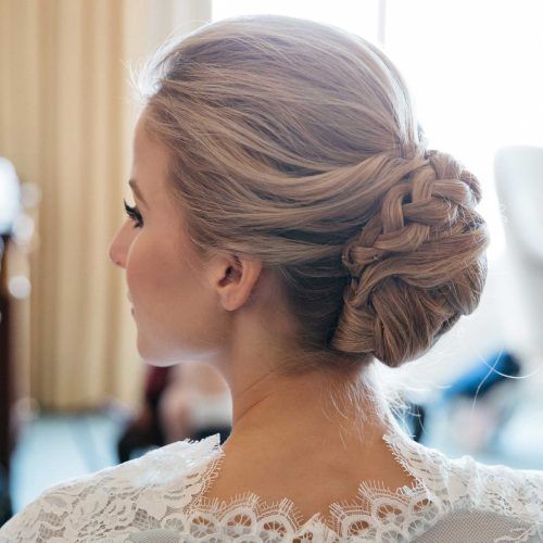 Crown Braid, Bouffant And Headpiece Bridal Hairstyles (Photo 4 of 20)