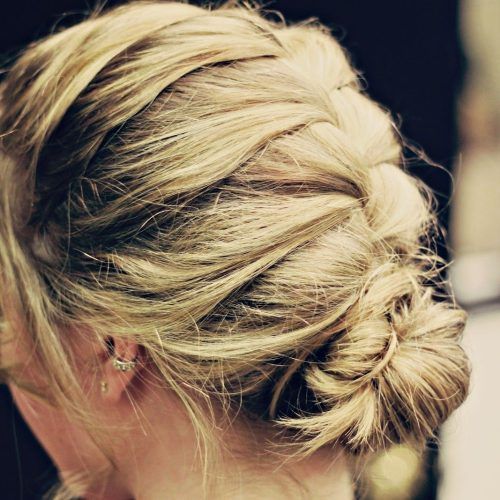 Top-Knot Bun With Cascade Of Thin Braids (Photo 7 of 15)