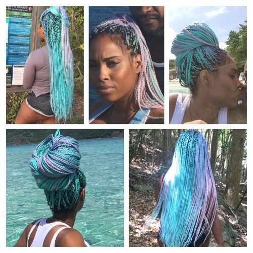 Blue And Gray Yarn Braid Hairstyles With Beads (Photo 2 of 20)