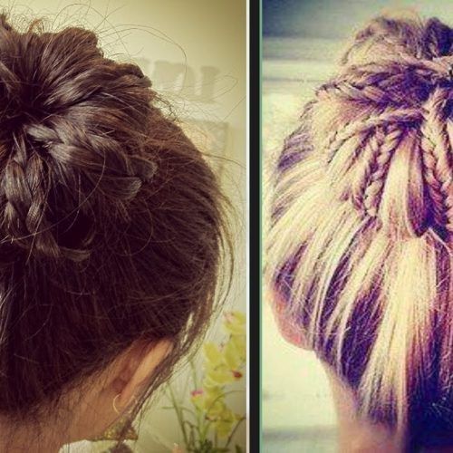 Two French Braid Hairstyles With A Sock Bun (Photo 10 of 15)