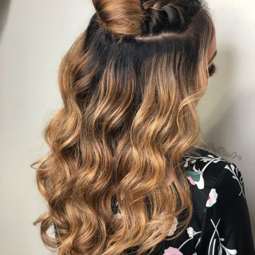 Medium Length Wavy Hairstyles With Top Knot (Photo 3 of 20)