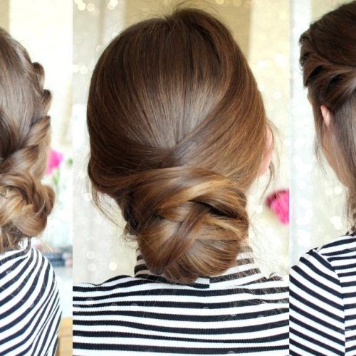 Brown Woven Updo Braid Hairstyles (Photo 2 of 20)
