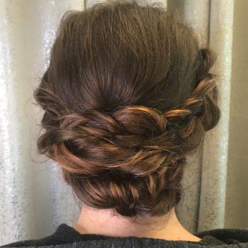 Brown Woven Updo Braid Hairstyles (Photo 7 of 20)