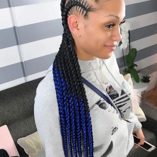 Blue And Black Cornrows Braid Hairstyles (Photo 3 of 20)