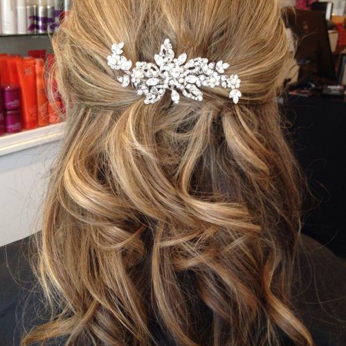 Large Curly Bun Bridal Hairstyles With Beaded Clip (Photo 7 of 20)