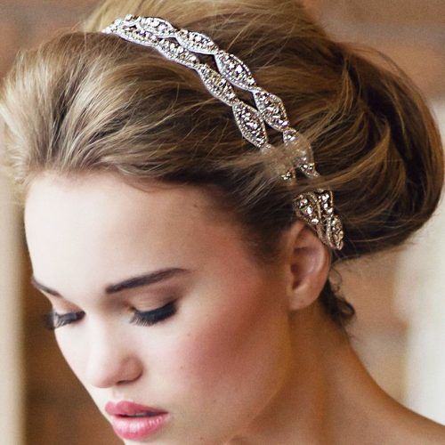 High Updos With Jeweled Headband For Brides (Photo 2 of 20)