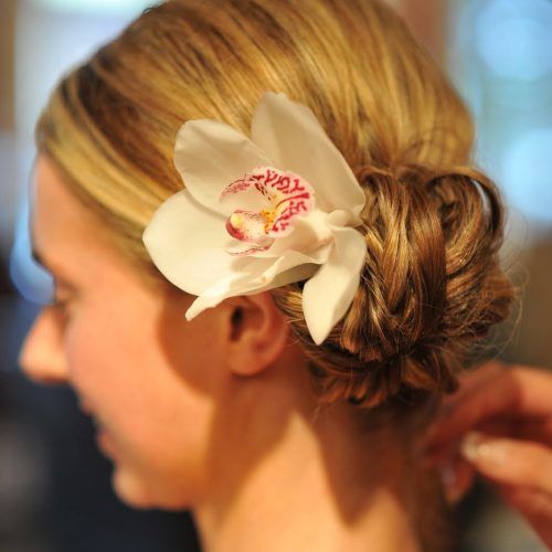Side Bun Prom Hairstyles With Orchids (Photo 3 of 20)