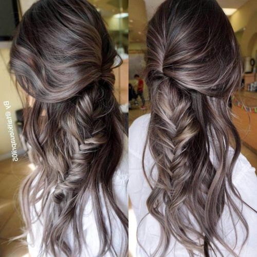 Dark Brown Hair Hairstyles With Silver Blonde Highlights (Photo 18 of 20)