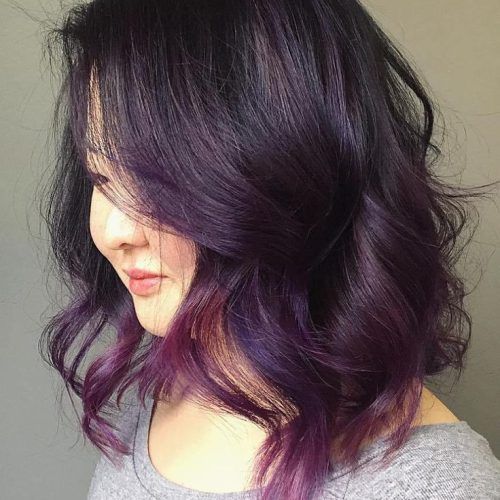 Brunette To Mauve Ombre Hairstyles For Long Wavy Bob (Photo 3 of 20)