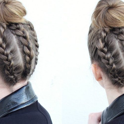 Triple Under Braid Hairstyles With A Bun (Photo 3 of 20)