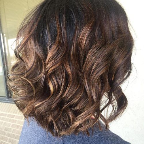 Medium Length Curls Hairstyles With Caramel Highlights (Photo 10 of 20)