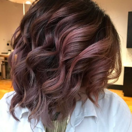 Brunette To Mauve Ombre Hairstyles For Long Wavy Bob (Photo 16 of 20)