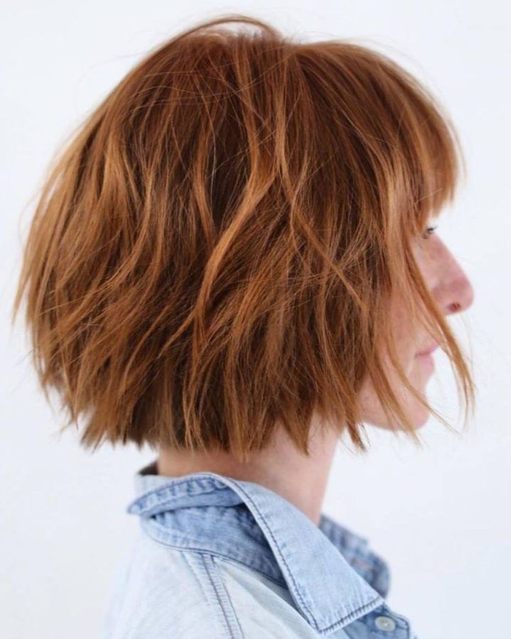 Shaggy Bob Hairstyles with Soft Blunt Bangs