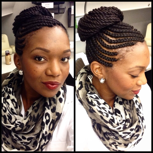 Cornrows With High Twisted Bun (Photo 1 of 15)