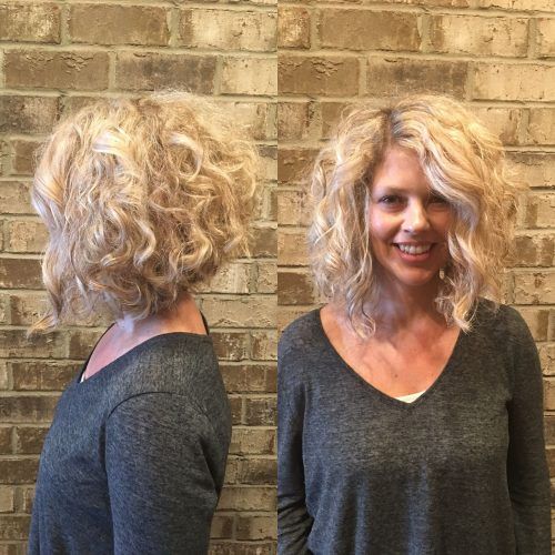 Curly Angled Blonde Bob Hairstyles (Photo 6 of 20)