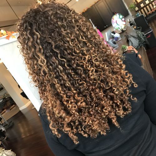 Curls And Blonde Highlights Hairstyles (Photo 9 of 20)