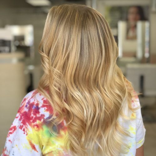 Golden Blonde Balayage On Long Curls Hairstyles (Photo 18 of 20)
