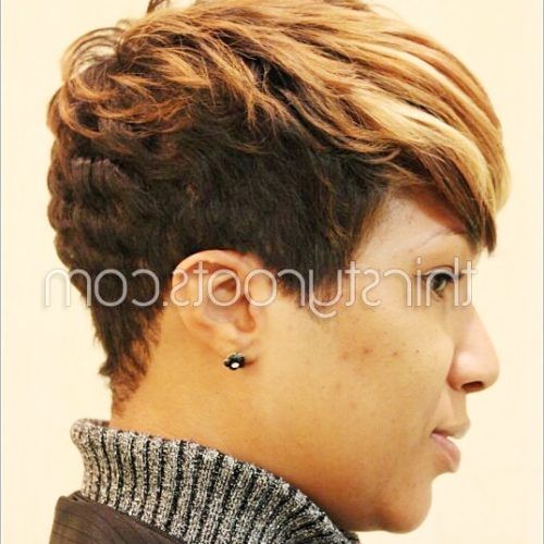 Long Honey Blonde And Black Pixie Haircuts (Photo 8 of 15)