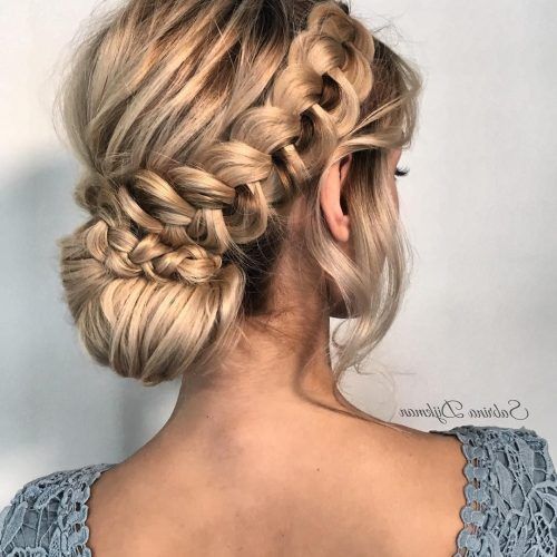 Messy Crown Braid Updo Hairstyles (Photo 8 of 20)