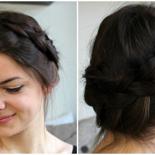 Messy Crown Braid Updo Hairstyles (Photo 2 of 20)