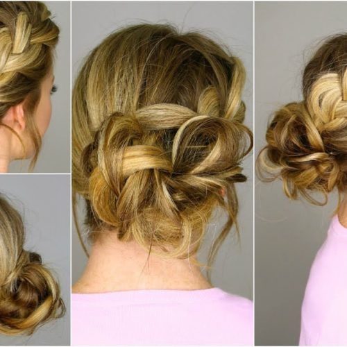 Messy Crown Braid Updo Hairstyles (Photo 11 of 20)