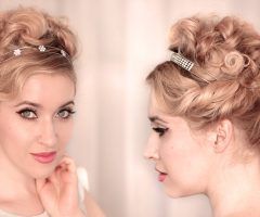 20 Photos Curly Bun Bridal Updos for Shorter Hair