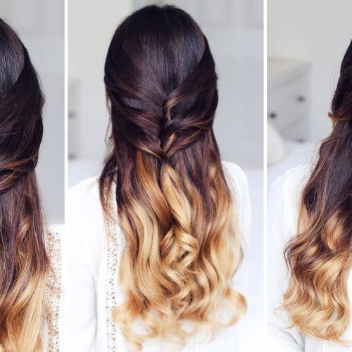 Half Up Blonde Ombre Curls Bridal Hairstyles (Photo 17 of 20)