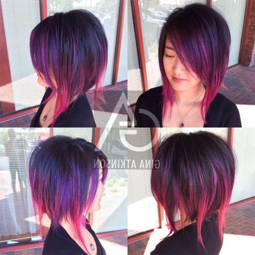 Extreme Angled Bob Haircuts With Pink Peek-A-Boos (Photo 9 of 20)