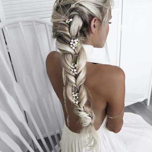 Double Braid Bridal Hairstyles With Fresh Flowers (Photo 14 of 20)