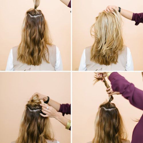 Medium Length Wavy Hairstyles With Top Knot (Photo 5 of 20)