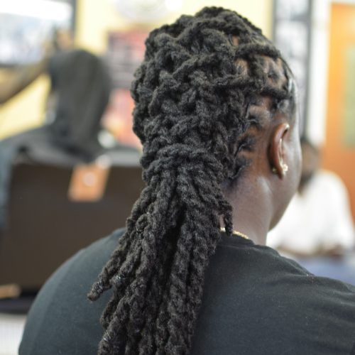 Tightly Coiled Gray Dreads Bun Hairstyles (Photo 4 of 20)