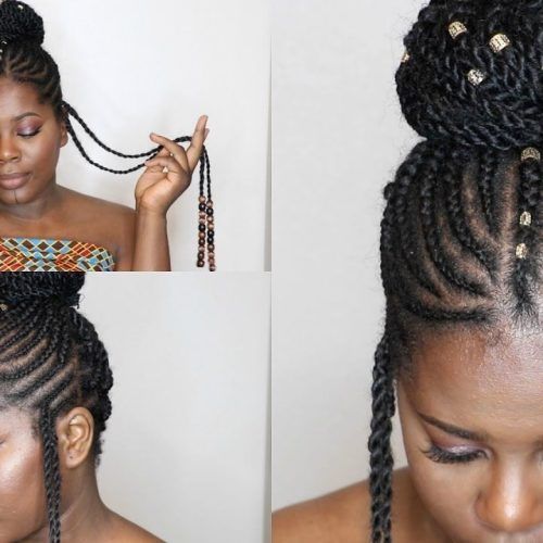 Cornrows With Artistic Beaded Twisted Bun (Photo 2 of 15)