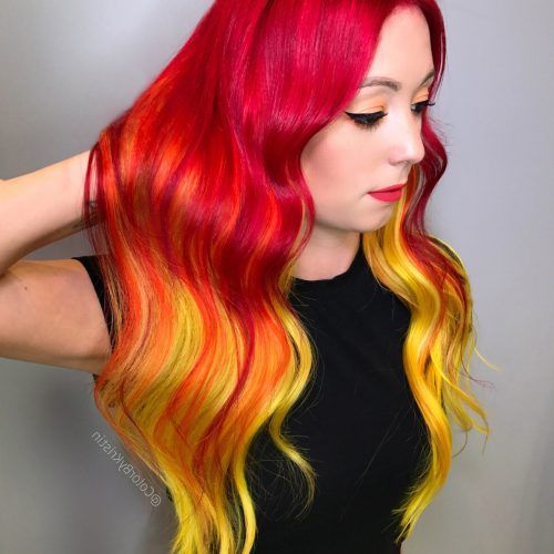 Red And Yellow Highlights In Braid Hairstyles (Photo 5 of 20)