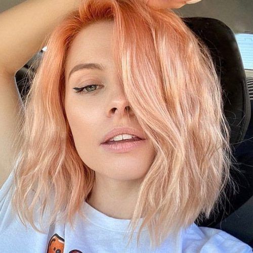 Peach Wavy Stacked Hairstyles For Short Hair (Photo 6 of 20)