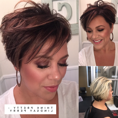 Short Side Swept Pixie Haircuts With Caramel Highlights (Photo 5 of 20)