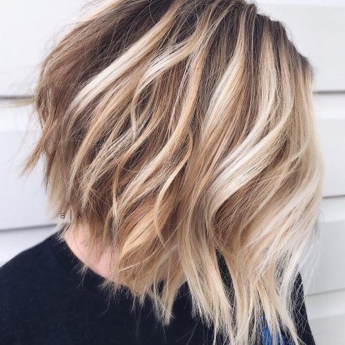 Blonde Lob Hairstyles With Disconnected Jagged Layers (Photo 8 of 20)