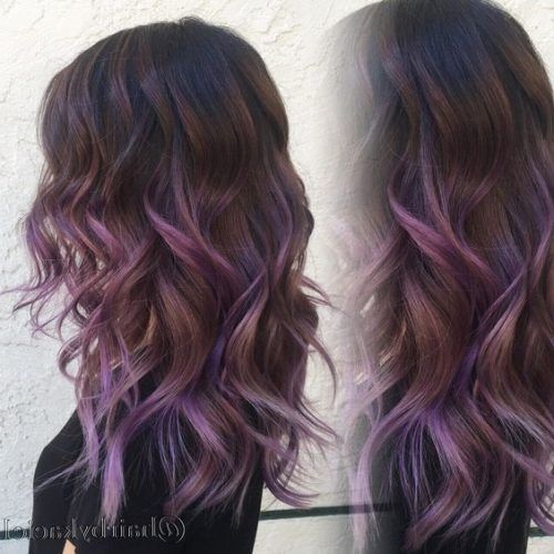 Brunette To Mauve Ombre Hairstyles For Long Wavy Bob (Photo 14 of 20)
