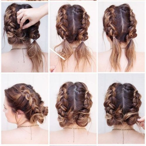 Chunky Two French Braid Hairstyles With Bun (Photo 2 of 15)