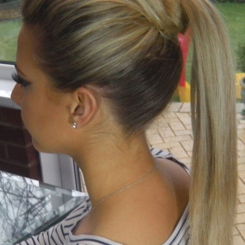 Long Blond Ponytail Hairstyles With Bump And Sparkling Clip (Photo 15 of 20)