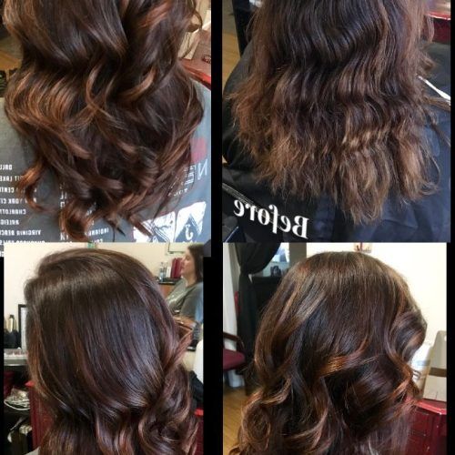 Deep Chocolate Curls Hairstyles With High Contrast Highlights (Photo 11 of 20)