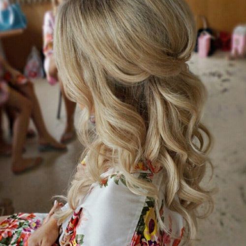 Half Up Half Down Wedding Hairstyles For Medium Length Hair With Fringe (Photo 14 of 15)