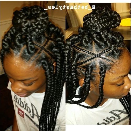 Criss-Crossed Braids With Feed-In Cornrows (Photo 10 of 15)