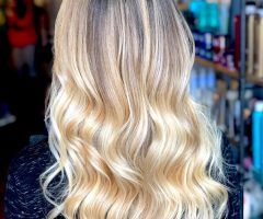 2024 Popular Golden Blonde Balayage on Long Curls Hairstyles